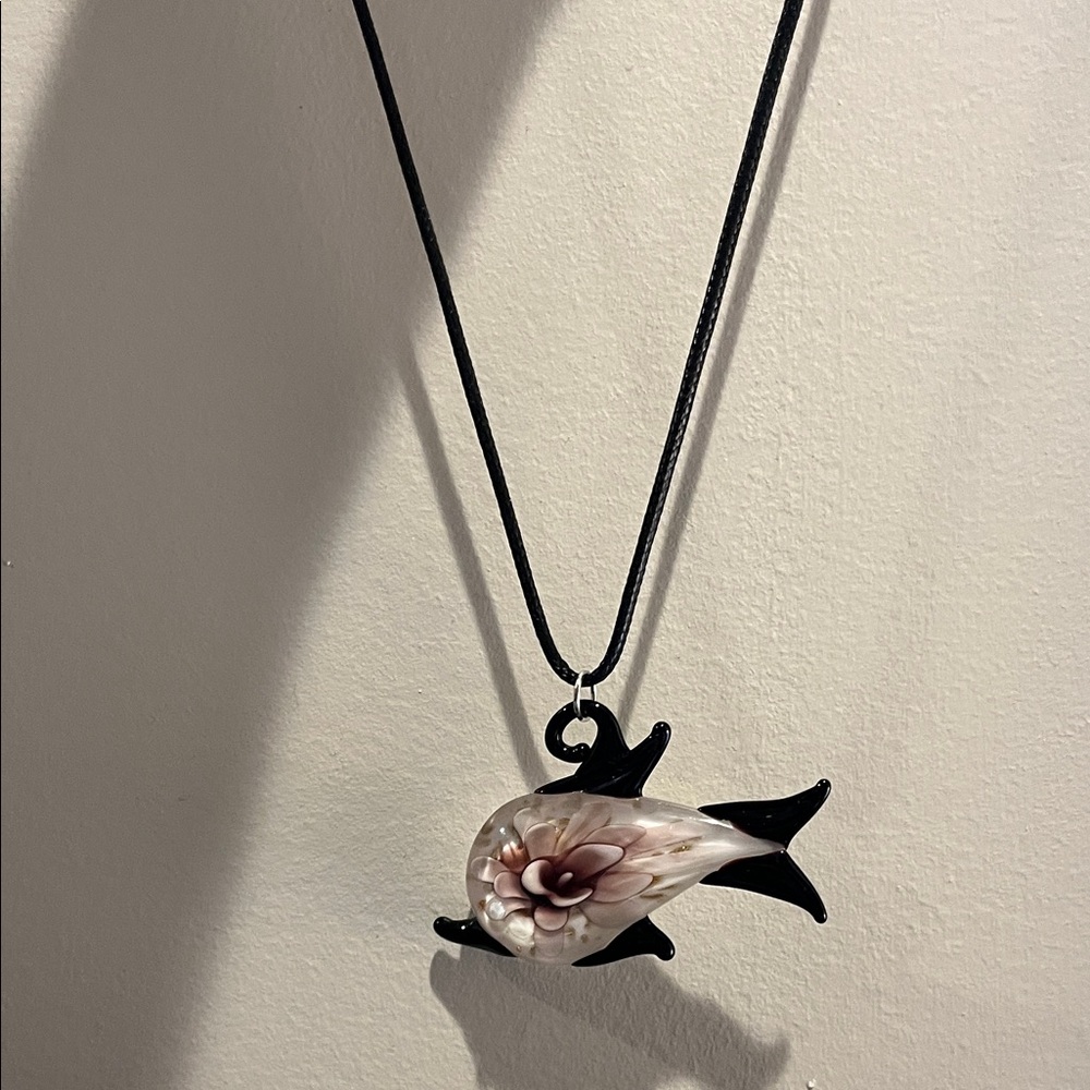 Handblown Glass Porpoise Pendant Necklace